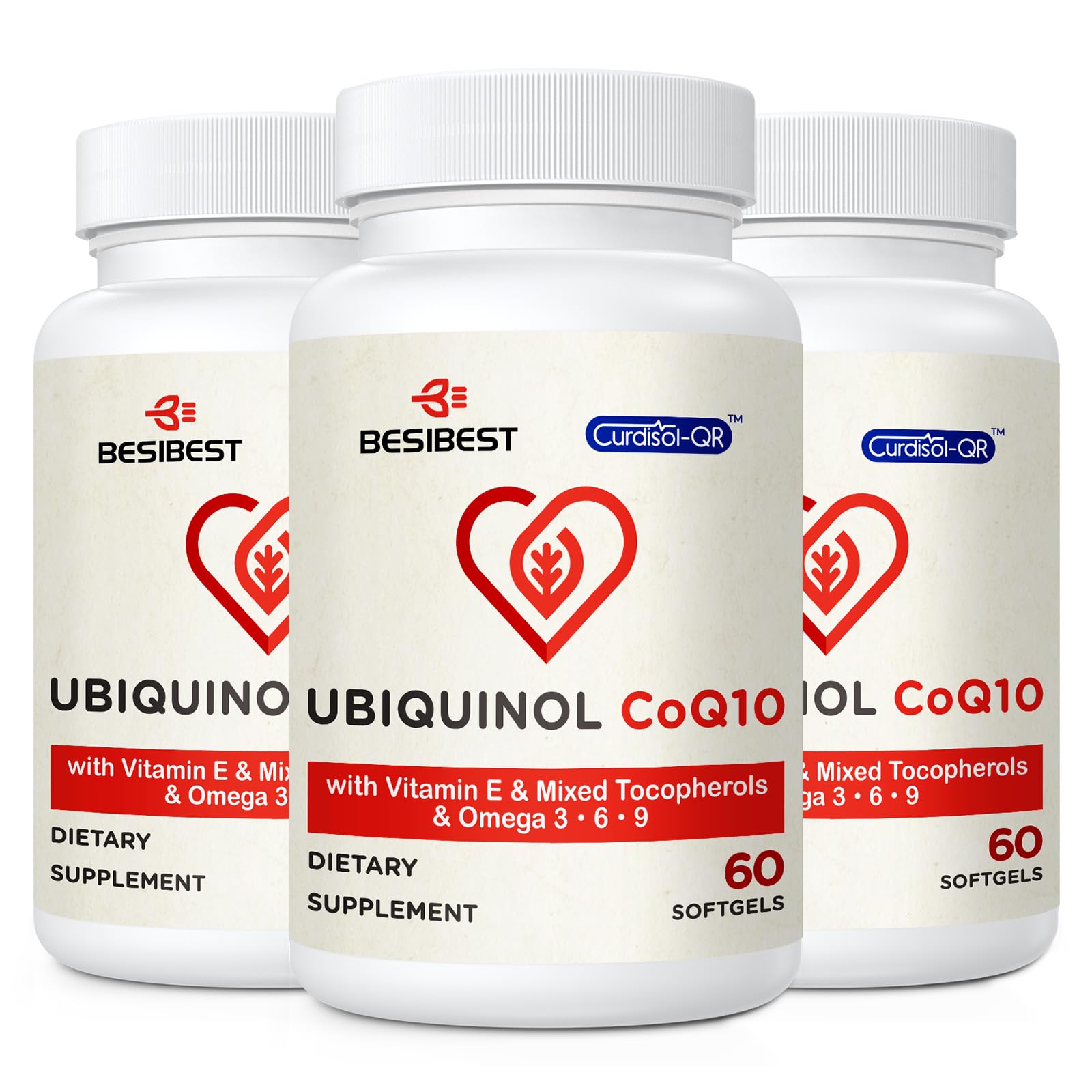 Besibest Ubiquinol CoQ10 600mg Softgels with Vitamin E