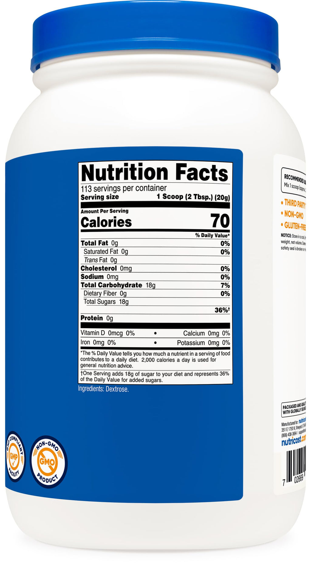Nutricost Dextrose Powder - Non-GMO Gluten Free

