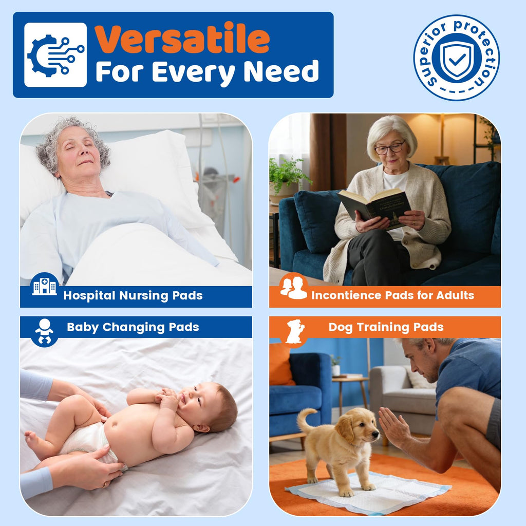 AAY Disposable Bed Pads - Six-Layer Absorbent Underpads


