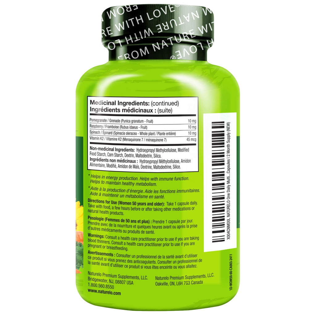 Naturelo One Daily Multivitamin for Women 50+ – Iron Free

