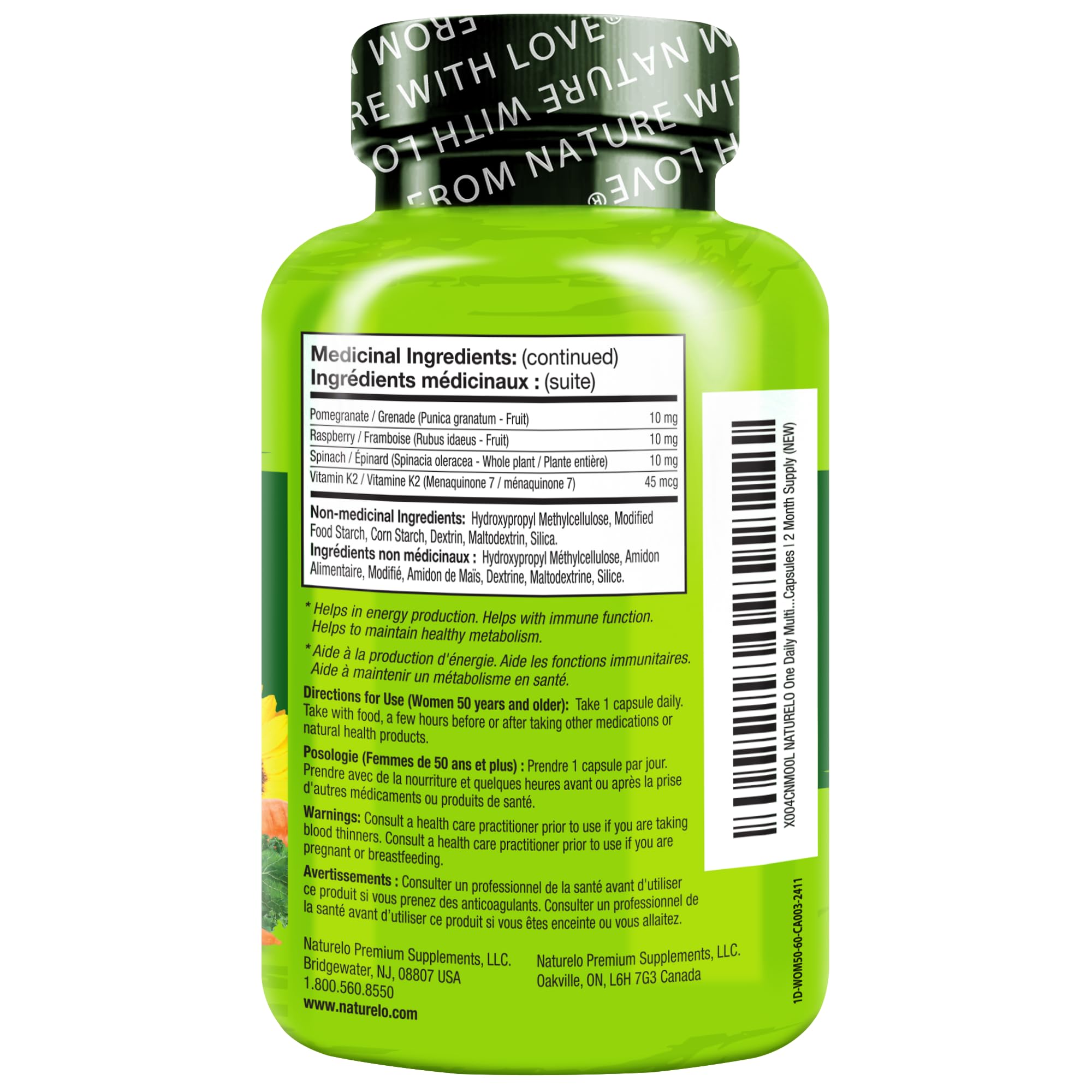 Naturelo One Daily Multivitamin for Women 50+ – Iron Free

