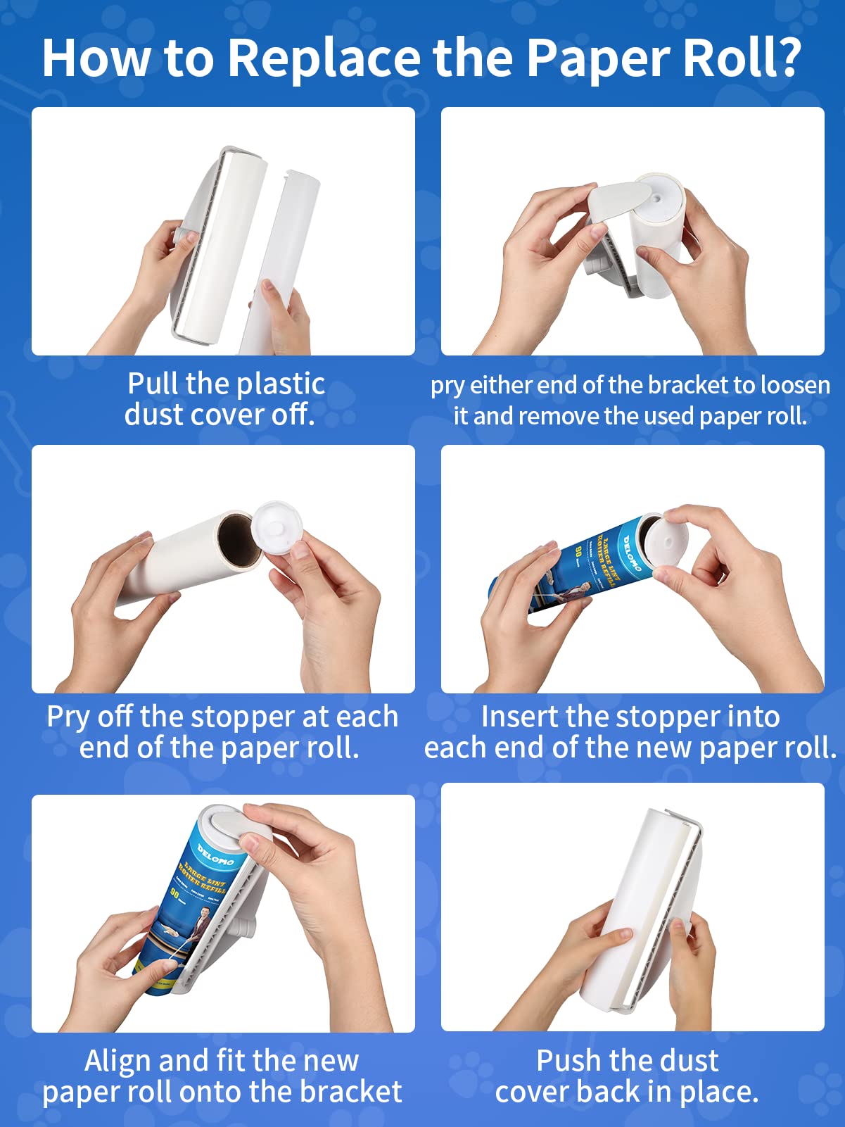 DELOMO Lint Roller for Pet Hair – Extendable Handle

