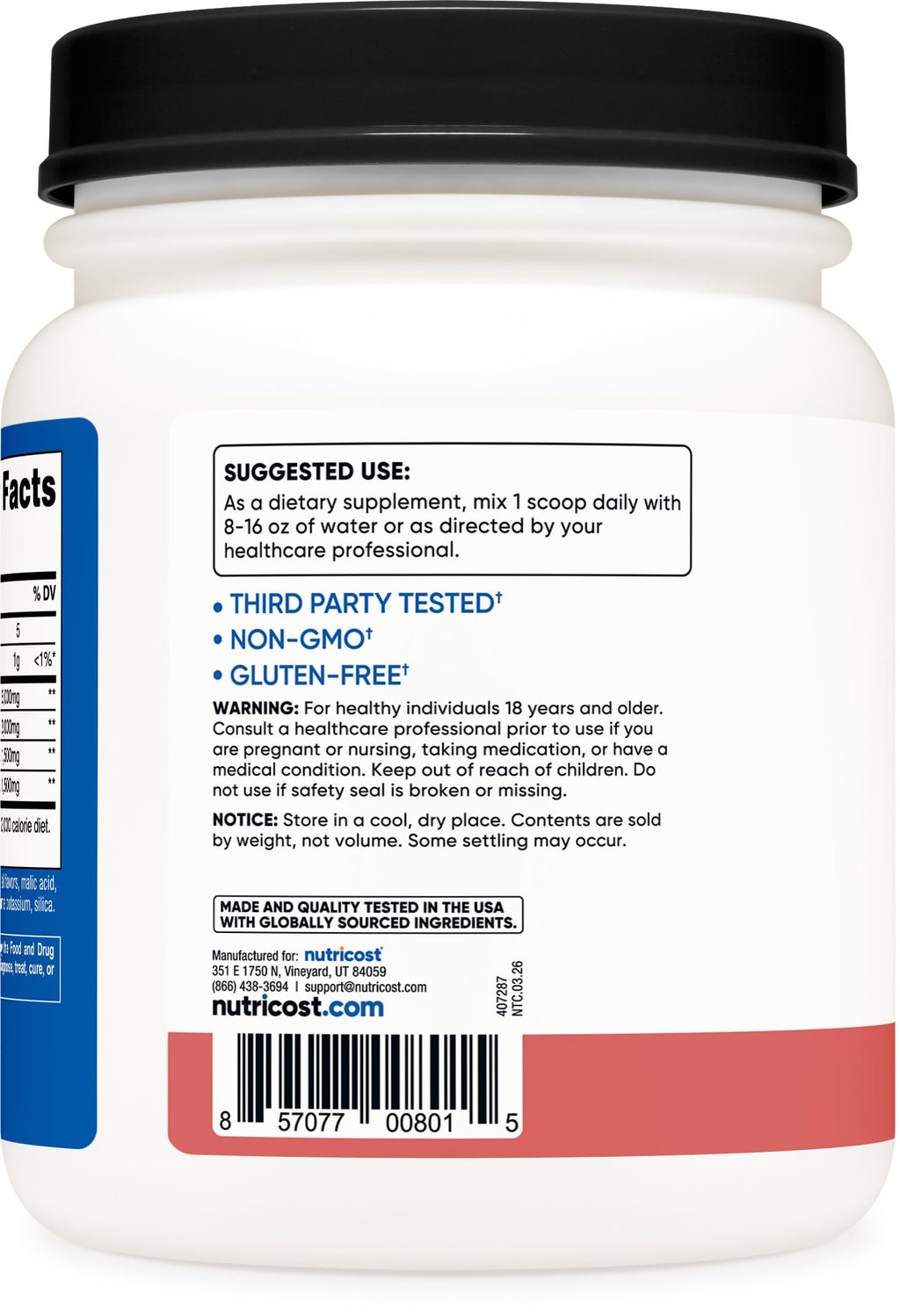 Nutricost BCAA Powder 2:1:1 - Amino Acid Supplement

