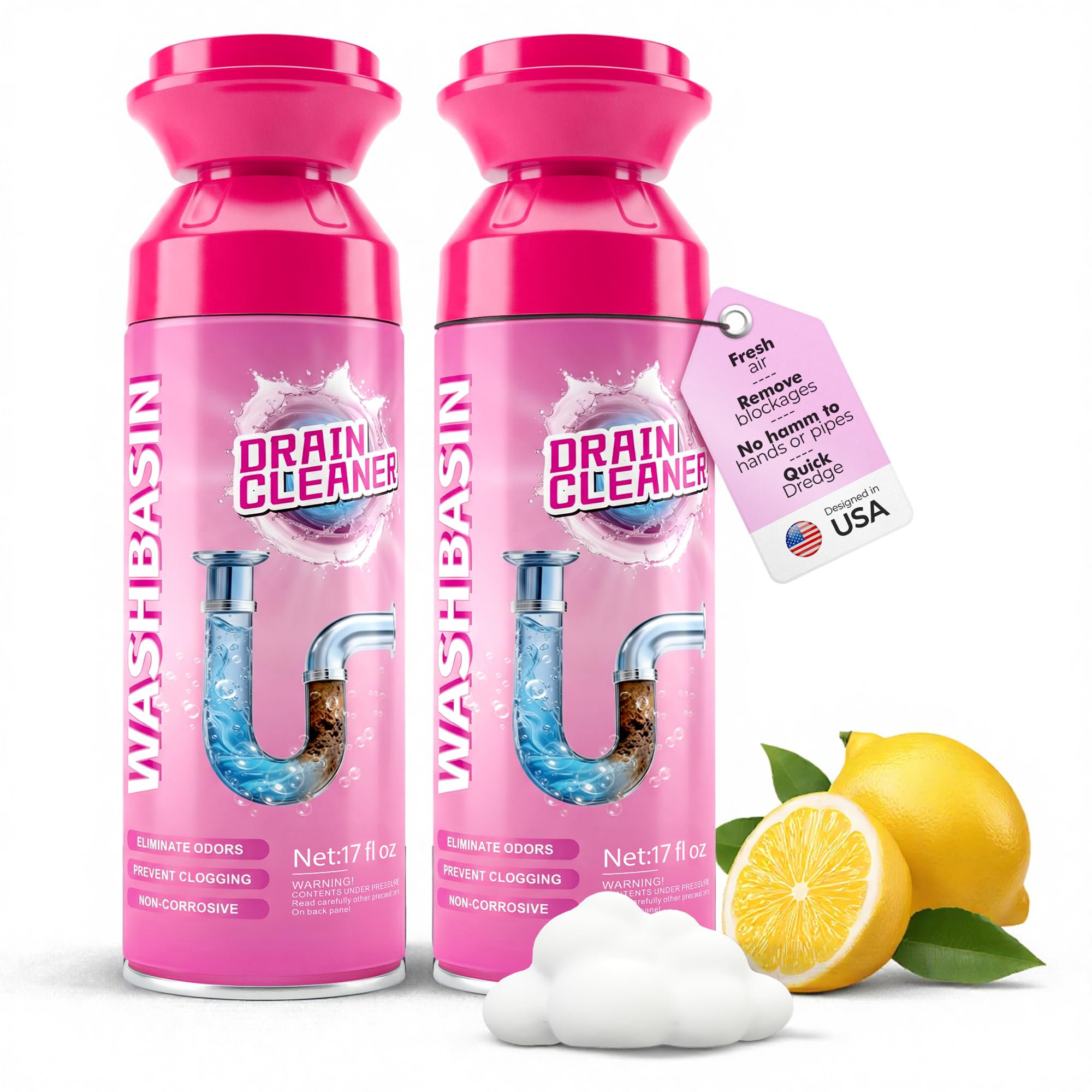 Foaming Drain Cleaner for Sinks & Drains - Hair & Odor

