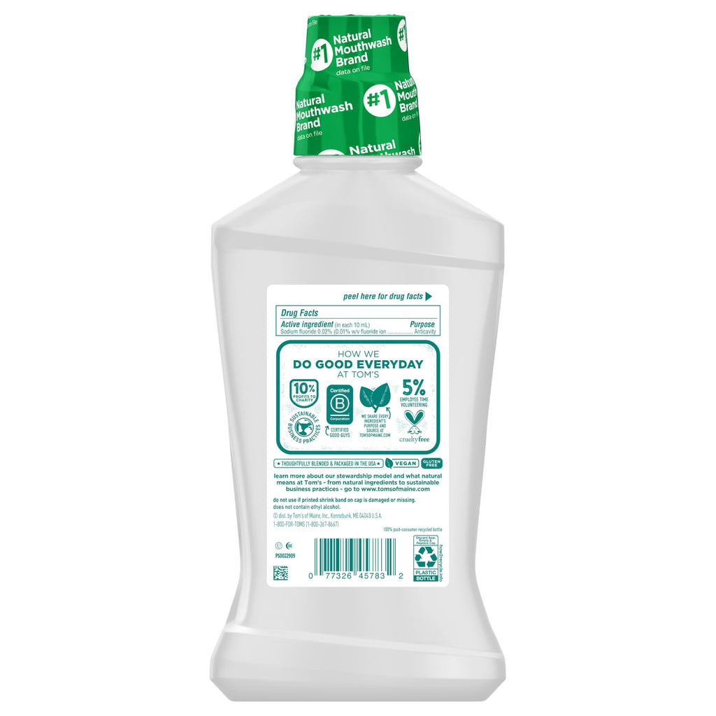 Tom's of Maine Whole Care Fluoride Mouthwash | Alcohol-Free

