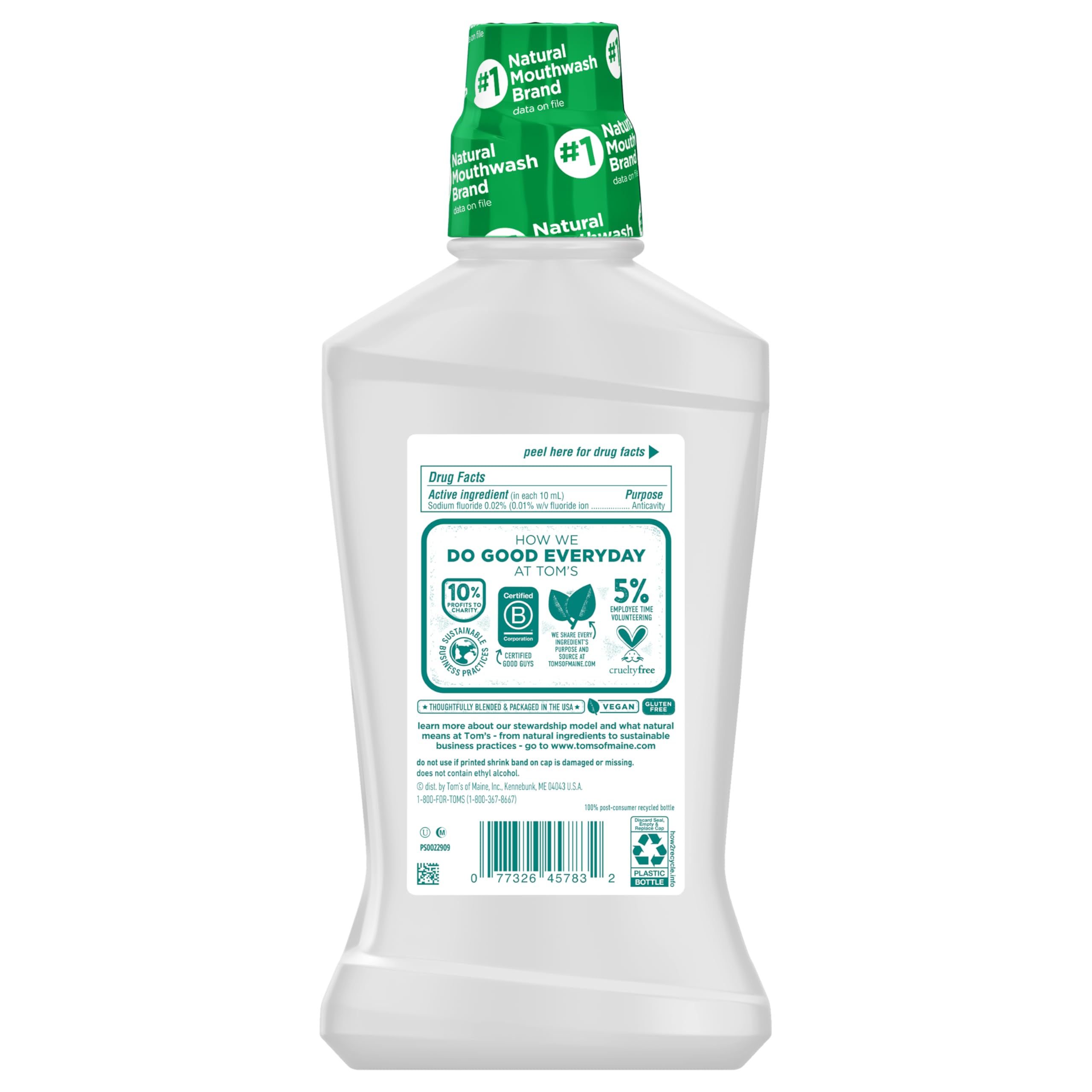 Tom's of Maine Whole Care Fluoride Mouthwash | Alcohol-Free

