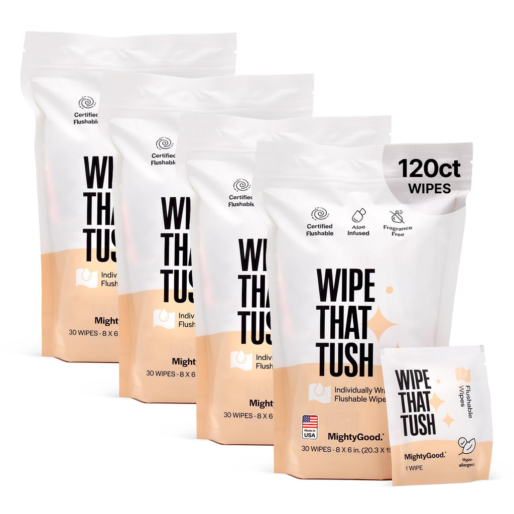 Wipe That Tush Flushable Wipes On-The-Go|Hypoallergenic Aloe

