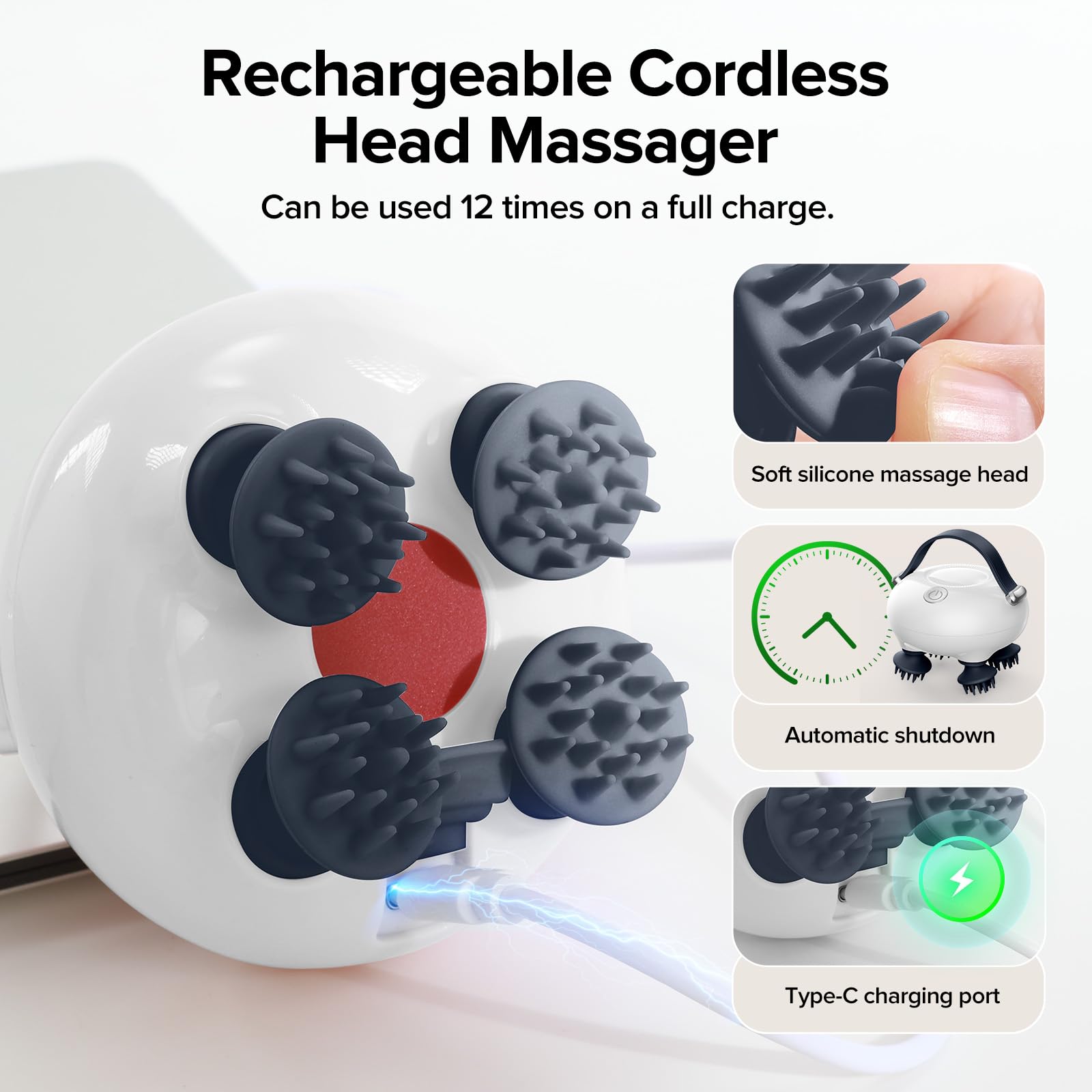 Scalp Massager with 12 Heads - 3 Modes Portable

