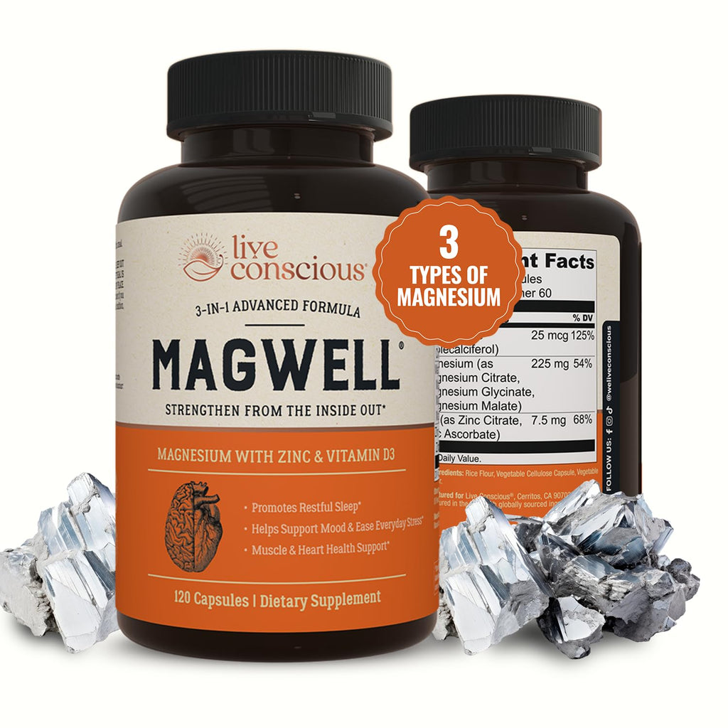 Live Conscious Magwell Magnesium Zinc Vitamin D3 Supplement

