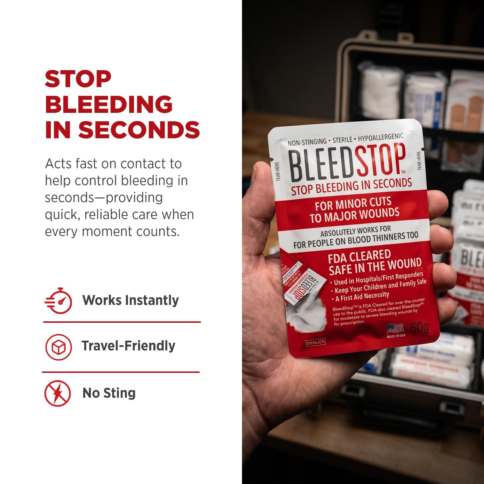 BleedStop First Aid Powder for Bleeding Control in Trauma Kits

