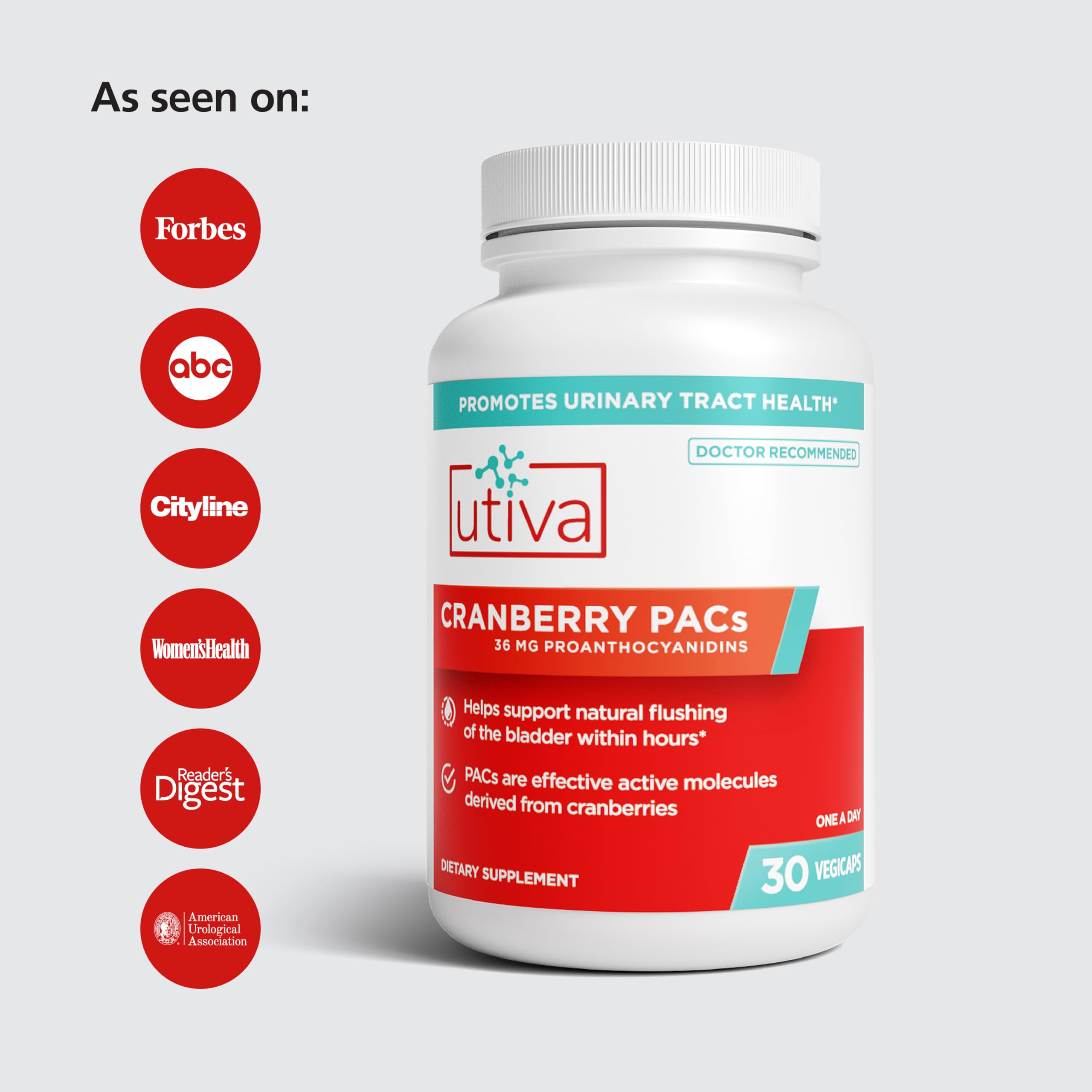 Utiva Cranberry PACs for Urinary Health | UTI Prevention

