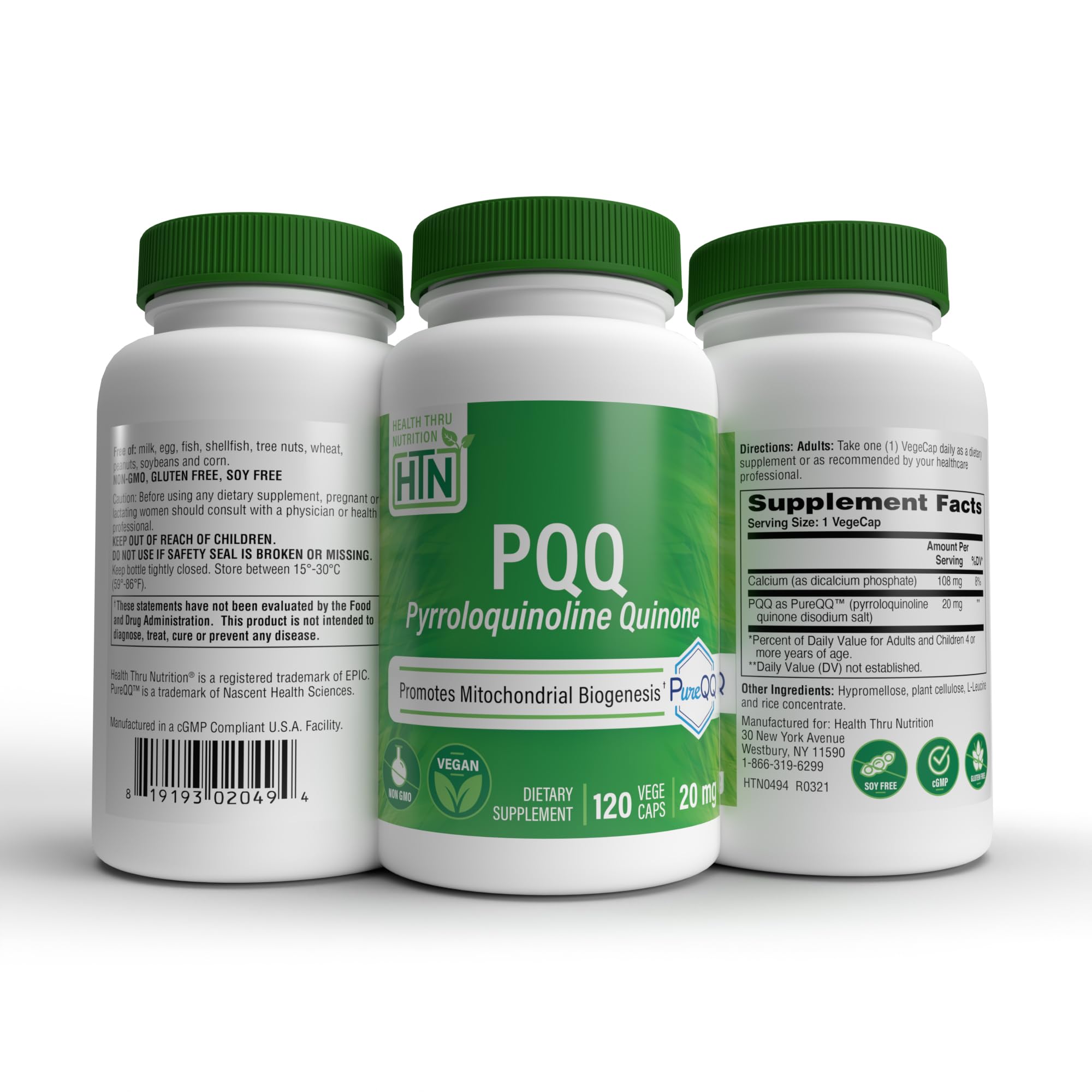 PQQ Supplement by Health Thru Nutrition | Vegan & Non-GMO

