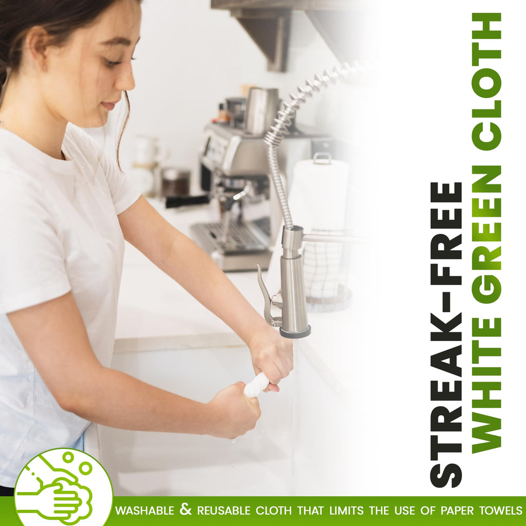 The White Green Cloth Reusable Cleaning Cloth for Glass

