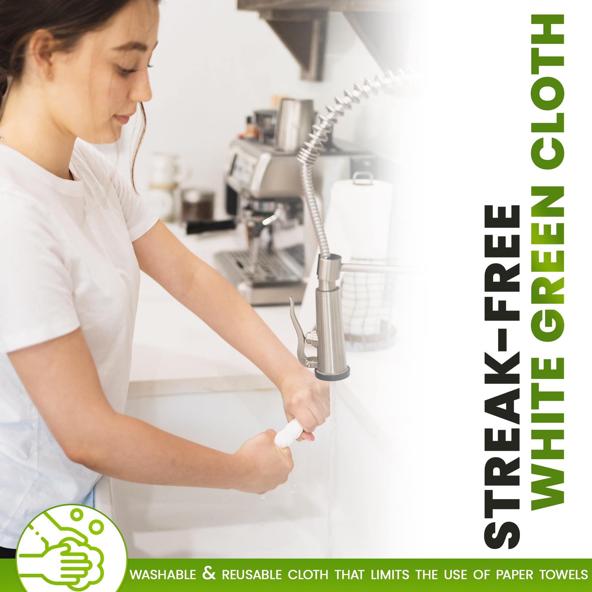 The White Green Cloth Reusable Cleaning Cloth for Glass


