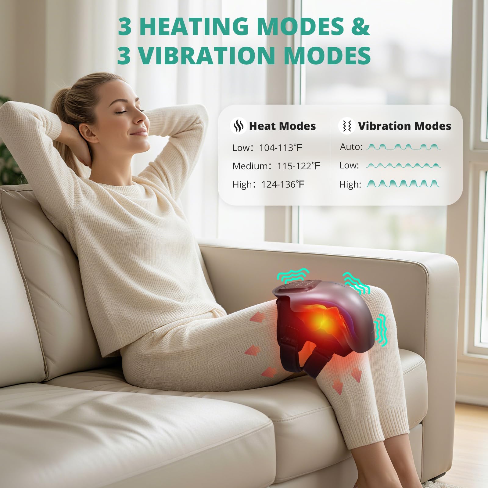 Medcursor Knee Massager with Heat Cordless 3-Mode Massage

