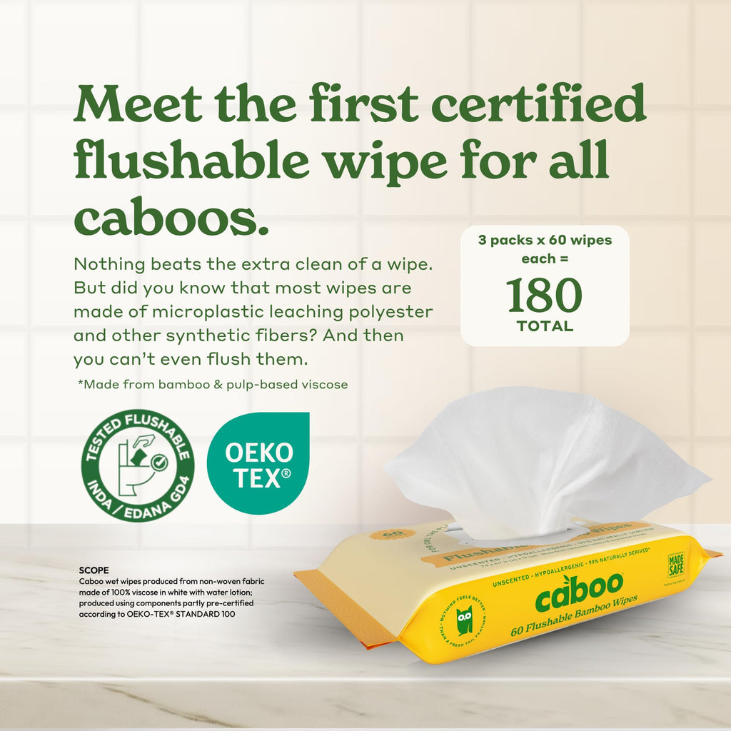 Caboo Bamboo Flushable Wipes | Septic Safe & Biodegradable

