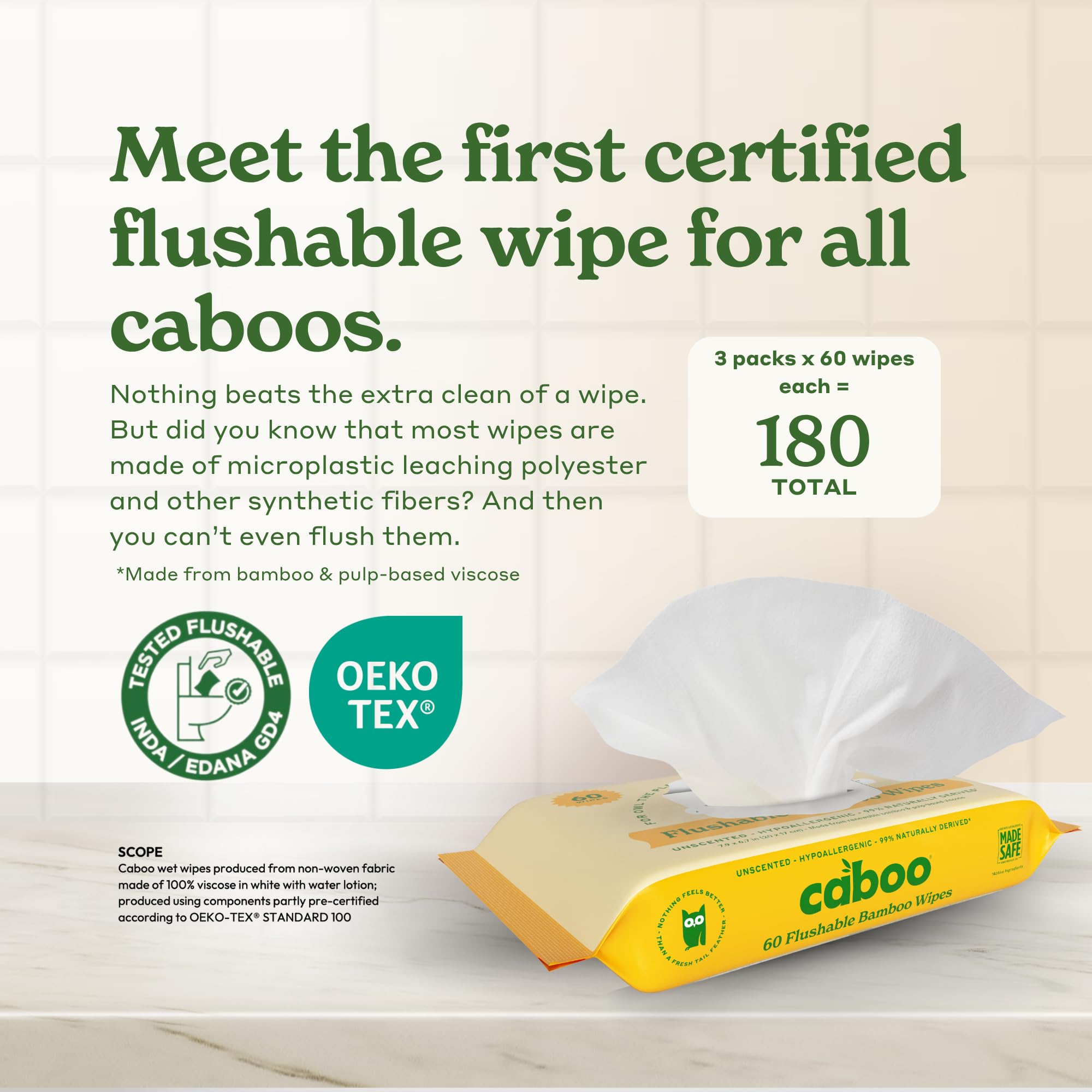 Caboo Bamboo Flushable Wipes | Septic Safe & Biodegradable

