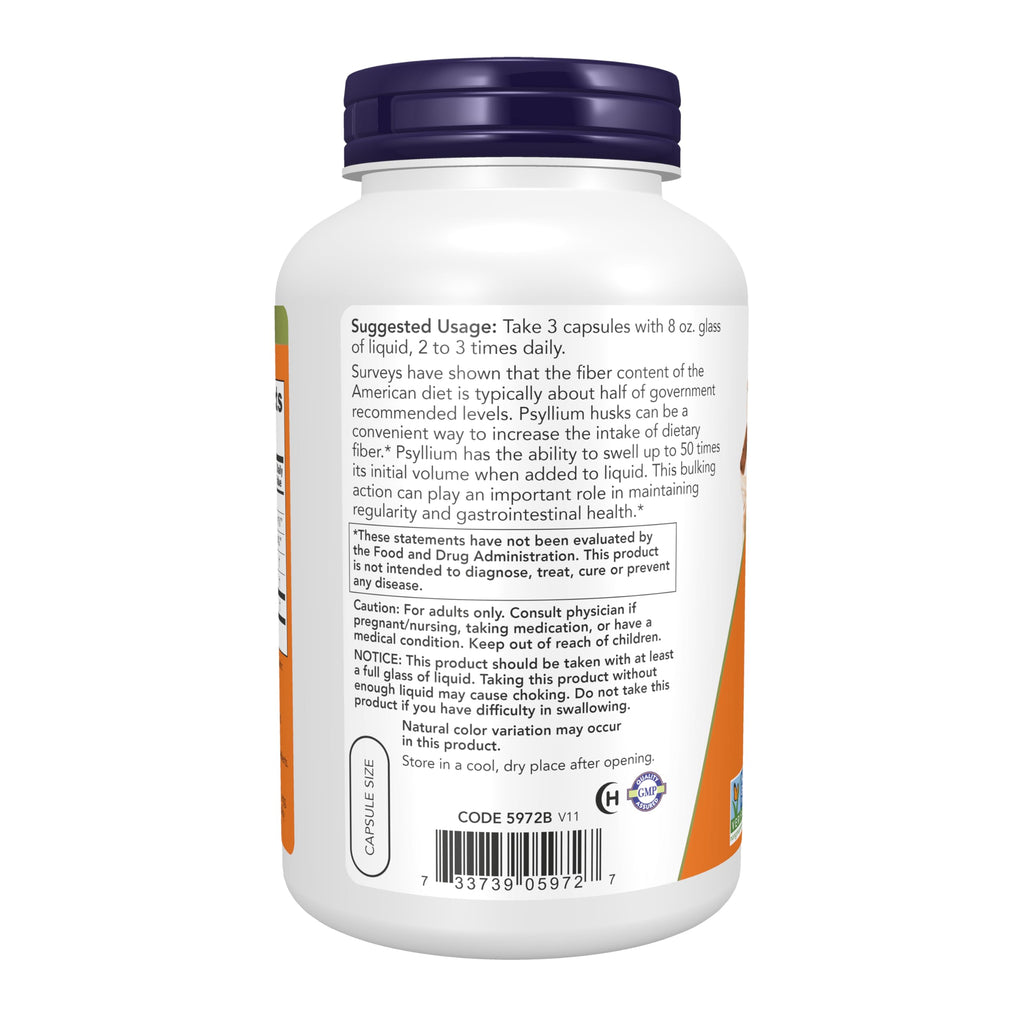 Psyllium Husk Capsules NOW Foods Digestive Health

