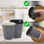 Clawsoff Disposable Coffee Cups with Lids – Insulated Ripple Wall

