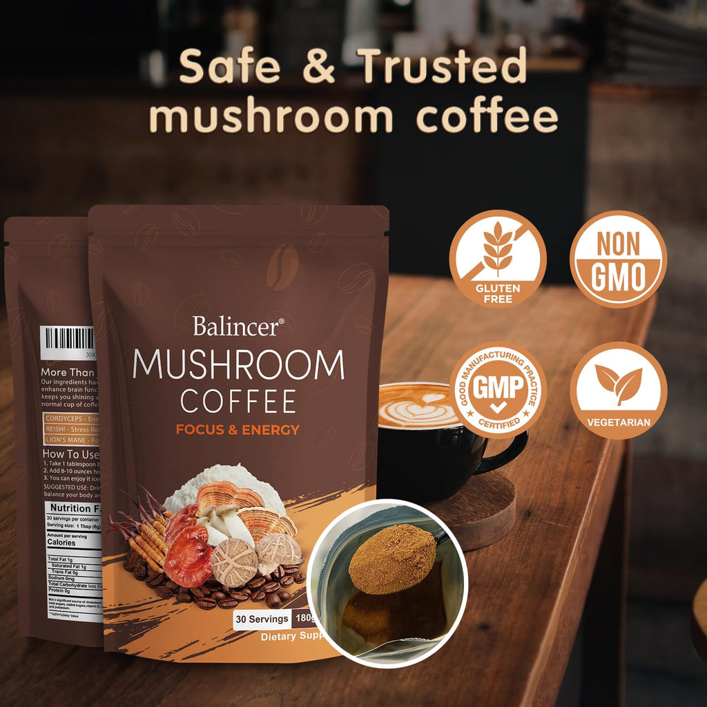 Mushroom Coffee with Adaptogenic Mushrooms – Instant Focus

