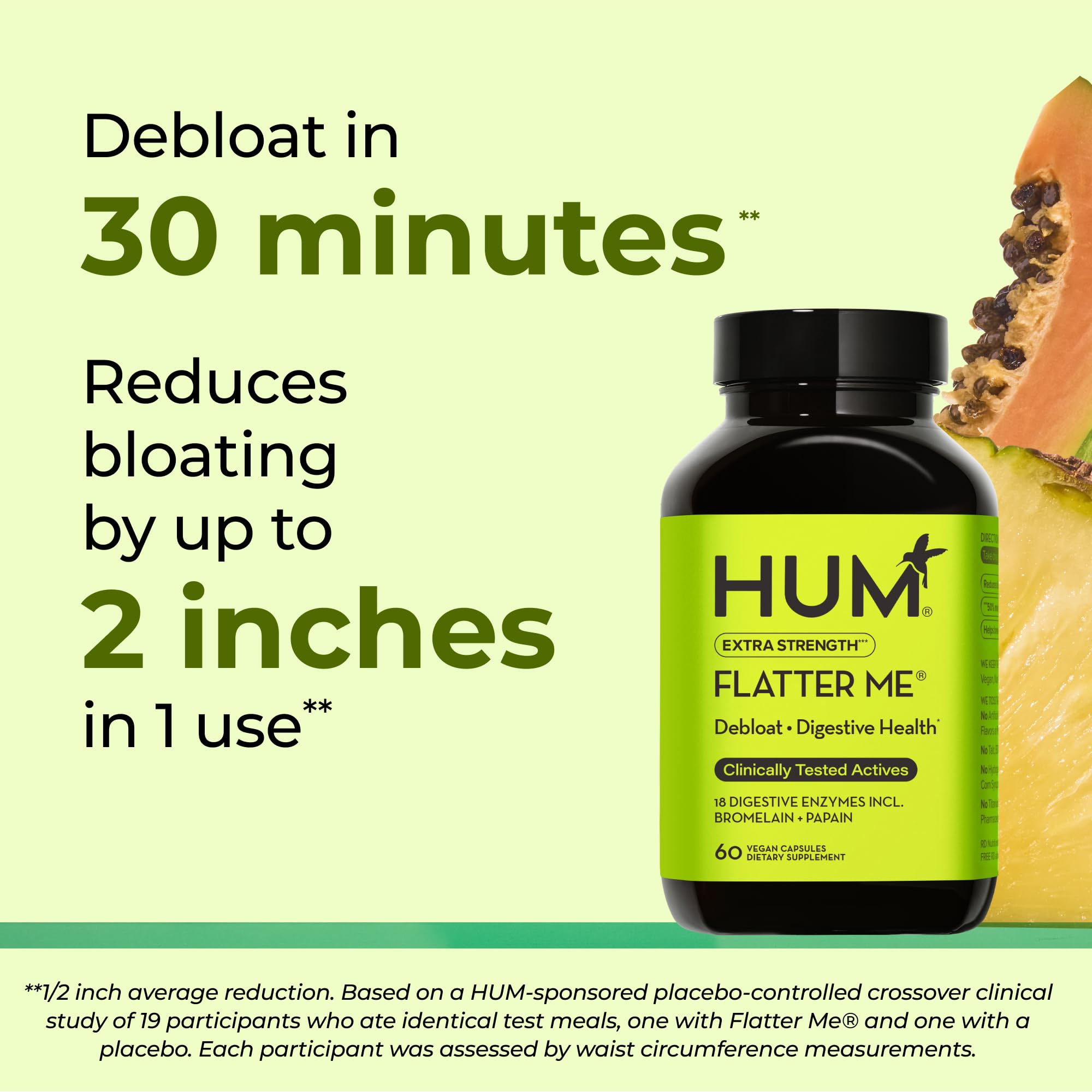 HUM Flatter Me Digestive Enzymes for Debloating and Digestion


