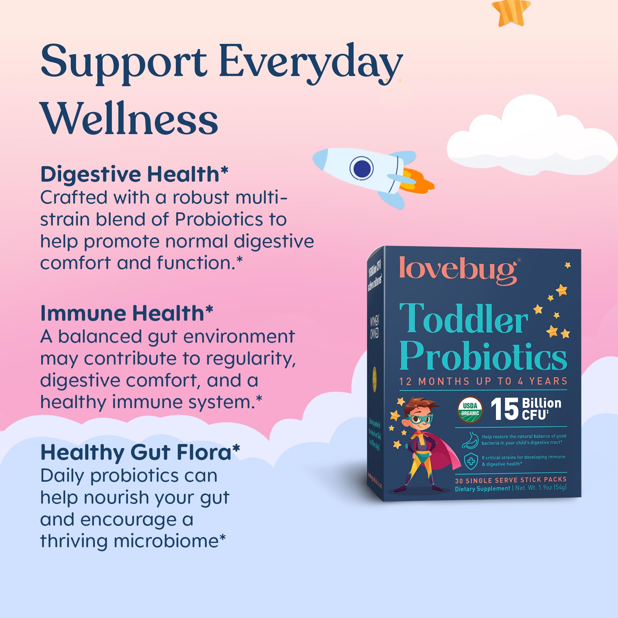 LOVEBUG Kids Probiotic Powder for Digestive Health

