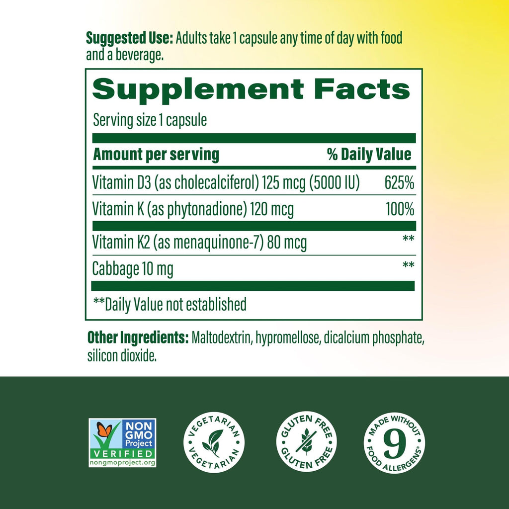 MegaFood Vitamin D3 5000 IU with K2 – Vegetarian Supplement

