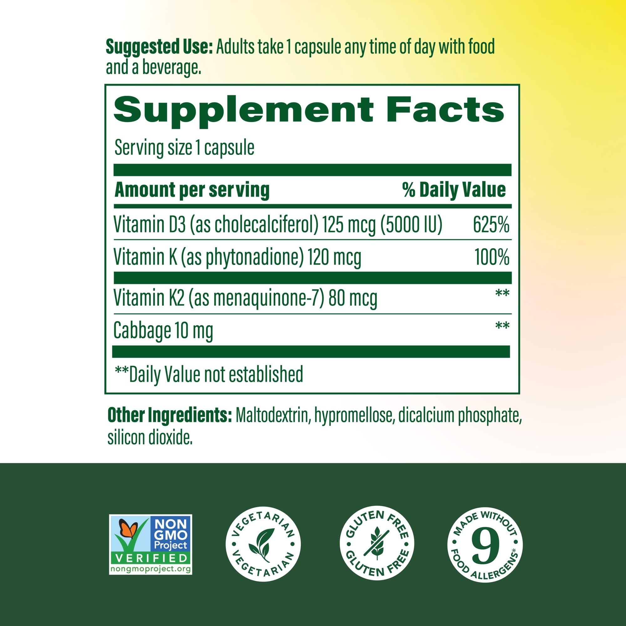 MegaFood Vitamin D3 5000 IU with K2 – Vegetarian Supplement


