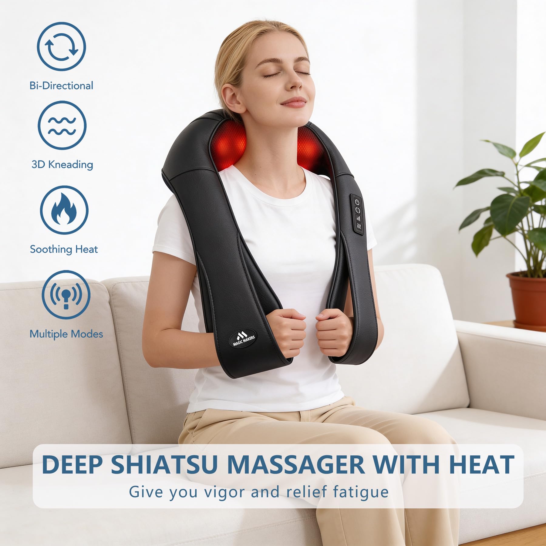 Neck Massager with Heat | Shiatsu Back & Shoulder Relaxation

