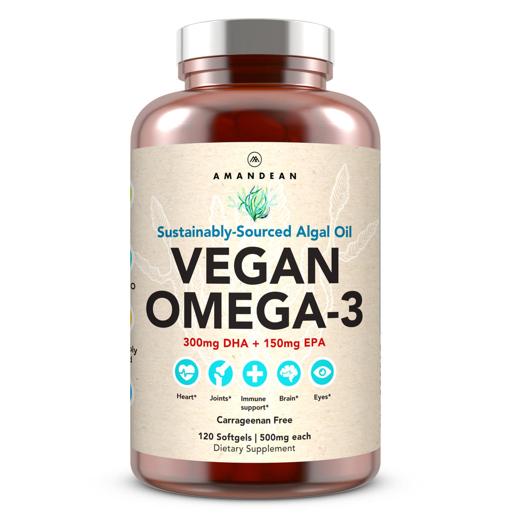 AMANDEAN Vegan Omega-3 Softgels with Algae DHA & EPA

