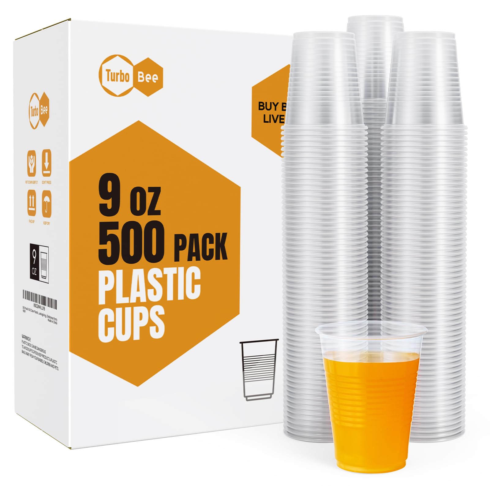 Turbo Bee Disposable Plastic Cups - Heat-Resistant, Food Safe
