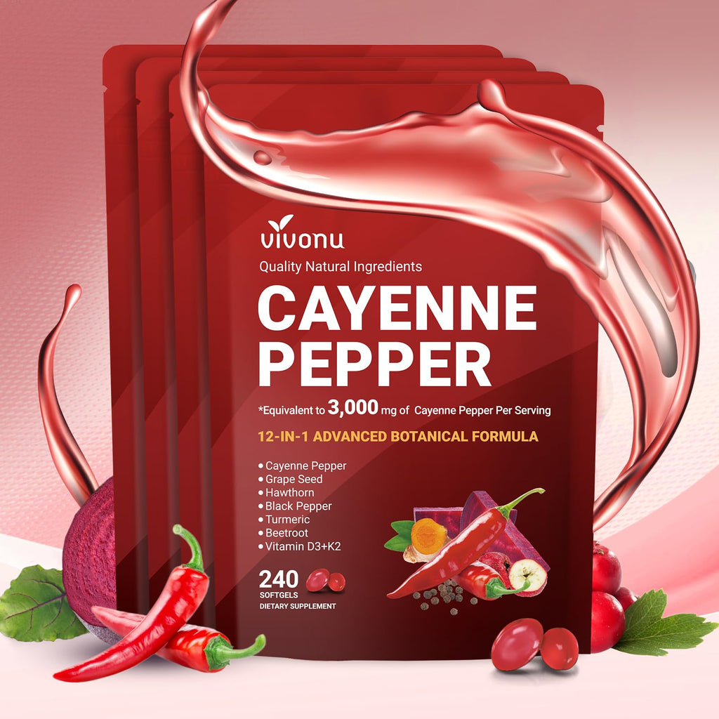 VivoNu Cayenne Pepper Gel Capsules for Daily Wellness