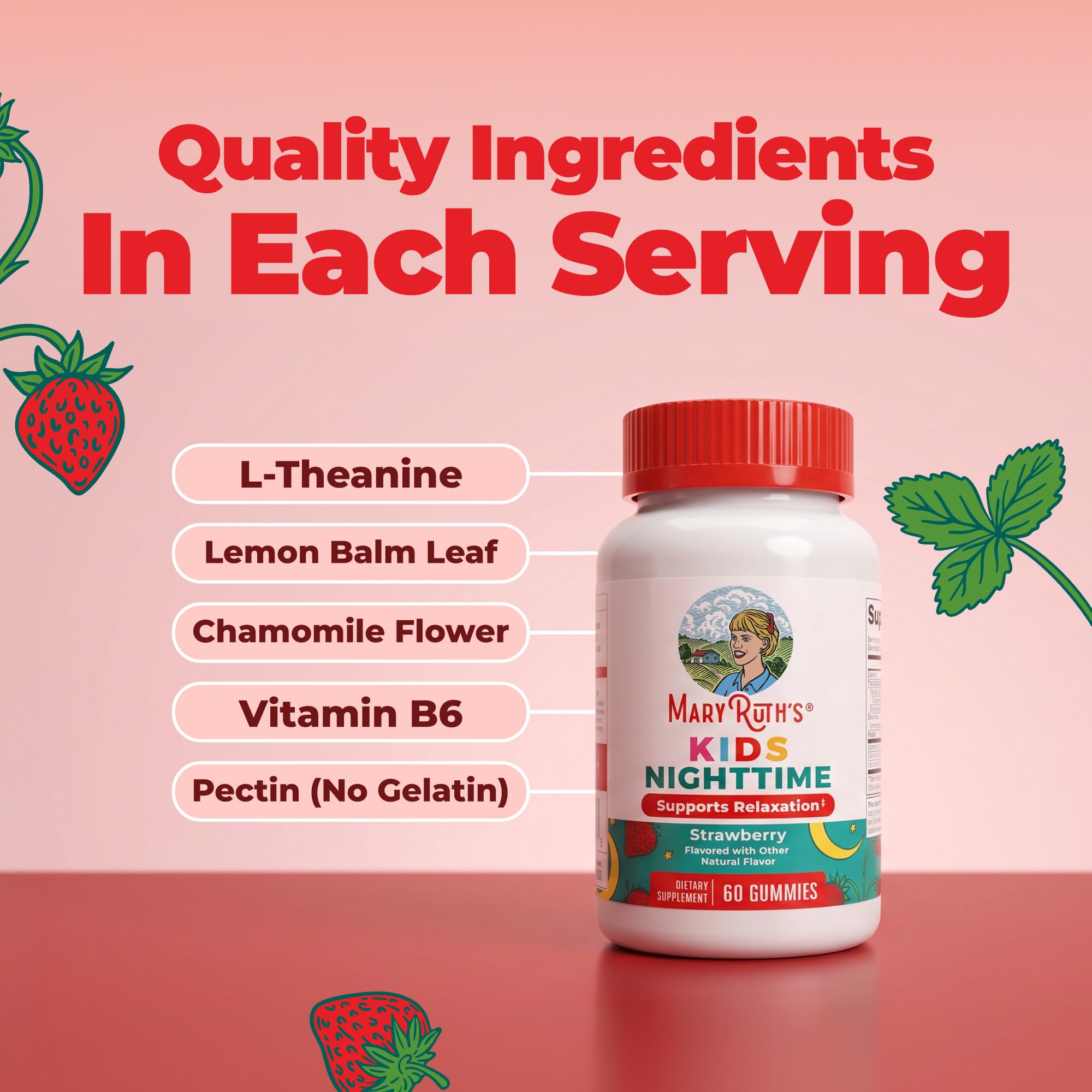MaryRuth's Nighttime Gummies | Sugar Free L-Theanine Chamomile Lemon Balm

