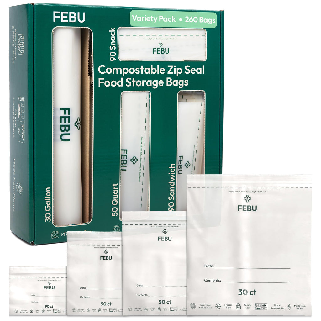 FEBU Compostable Food Storage Bags | PFAS & BPA Free

