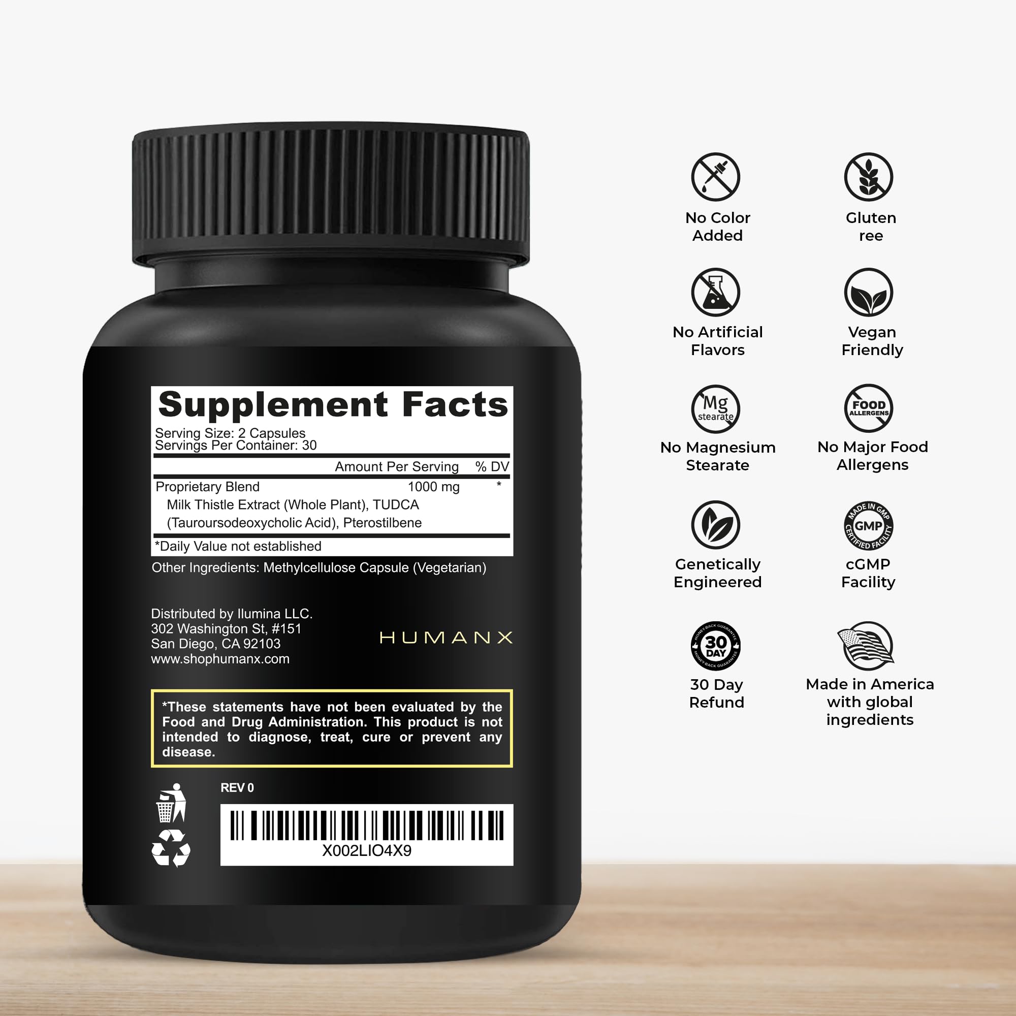 HUMANX TUDCA+ Liver Support | Vegan Non-GMO

