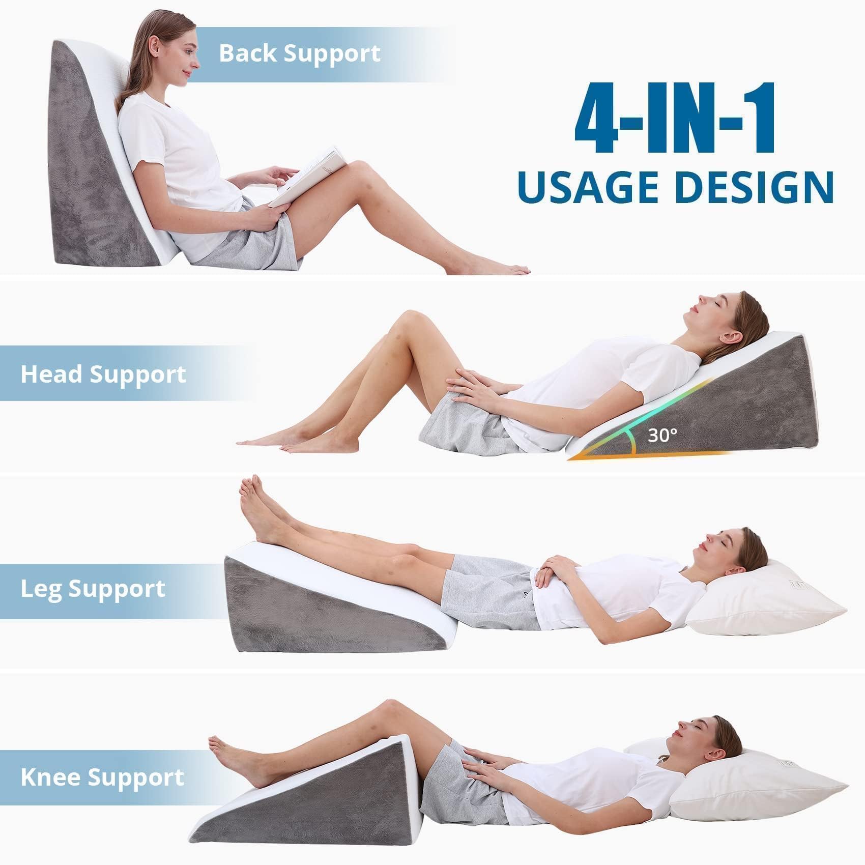 SASTTIE Memory Foam Wedge Pillow for Sleep

