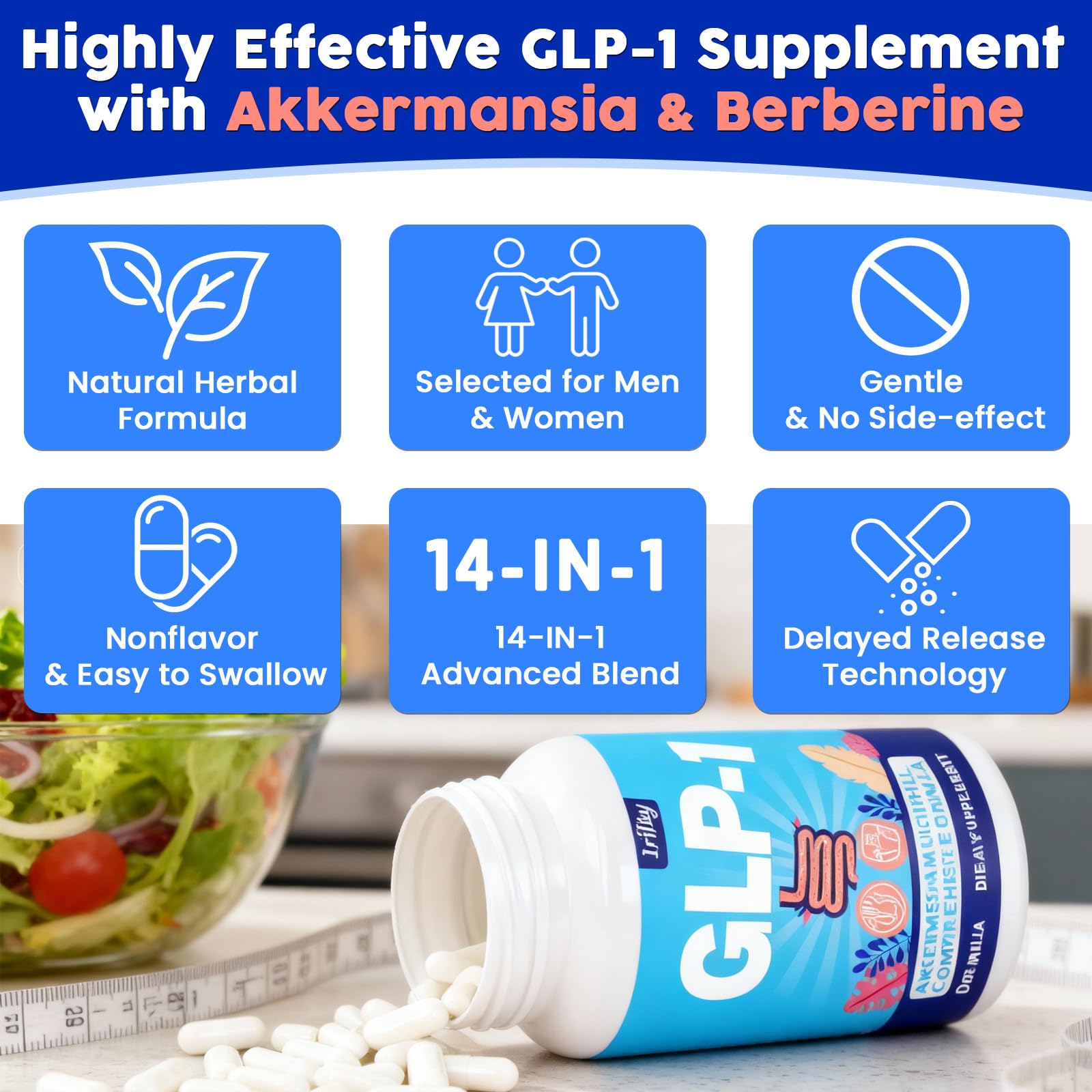 GLP-1 Supplement for Women & Men with Akkermansia & Berberine

