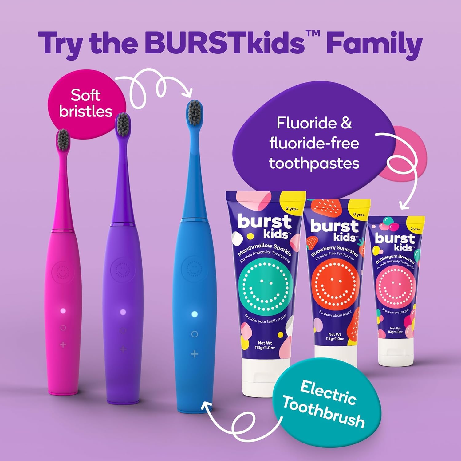 BURST Kids Electric Toothbrush for Toddlers | Soft Bristles

