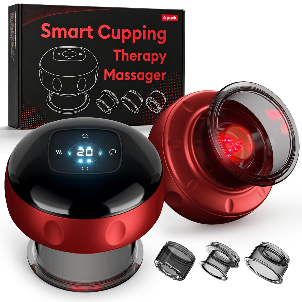 7-in-1 Smart Cupping Therapy Massager with Red Light & Heat, 20 Levels