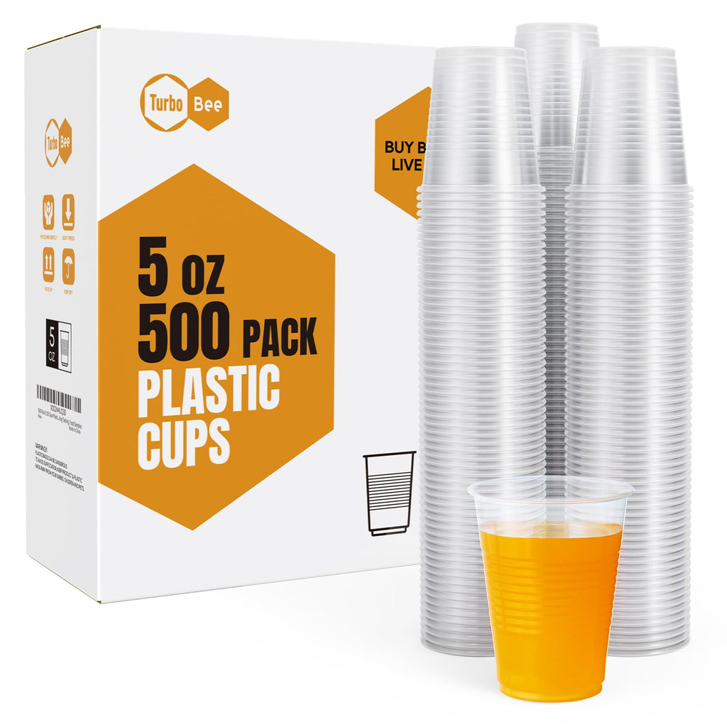 Turbo Bee Disposable Plastic Cups - Heat-Resistant, Food Safe