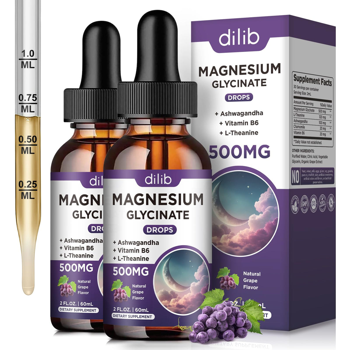 Magnesium Glycinate Liquid Drops with Ashwagandha L-Theanine