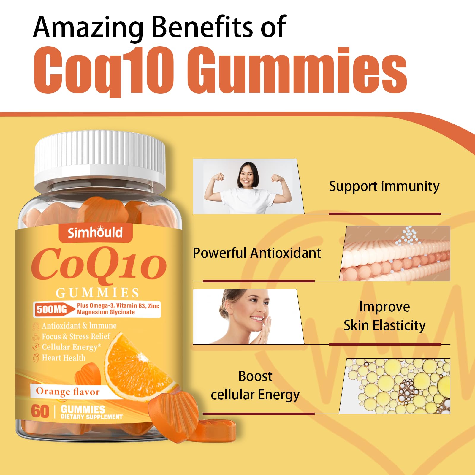 Simhould CoQ10 Gummies with Omega-3 for Heart Health

