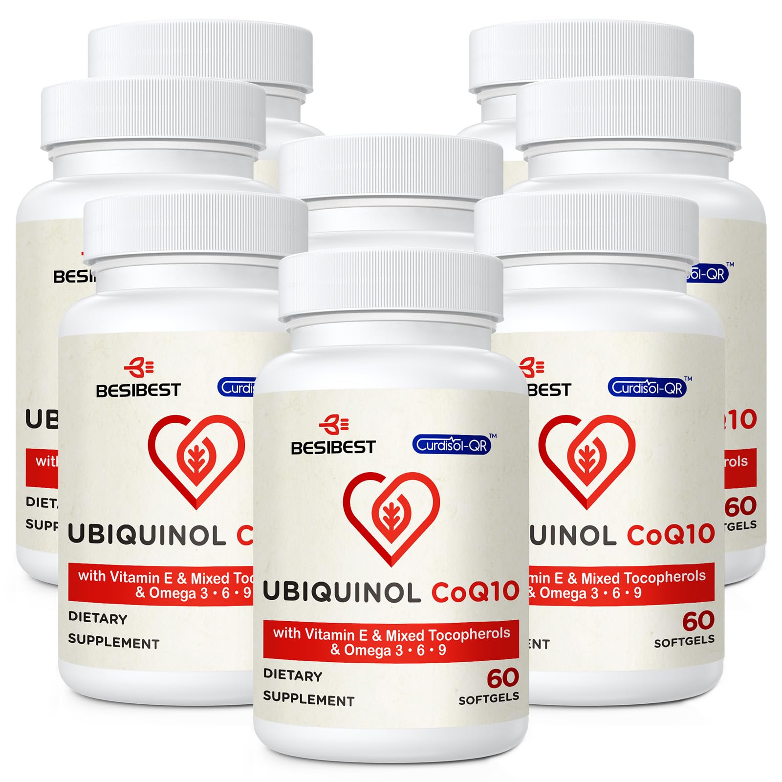 Besibest Ubiquinol CoQ10 600mg Softgels with Vitamin E