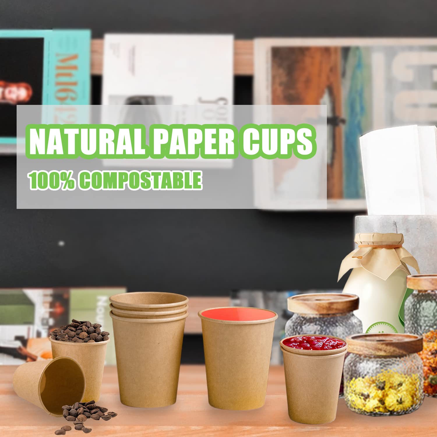 Lamosi Kraft Paper Cups - Unbleached Disposable Cups

