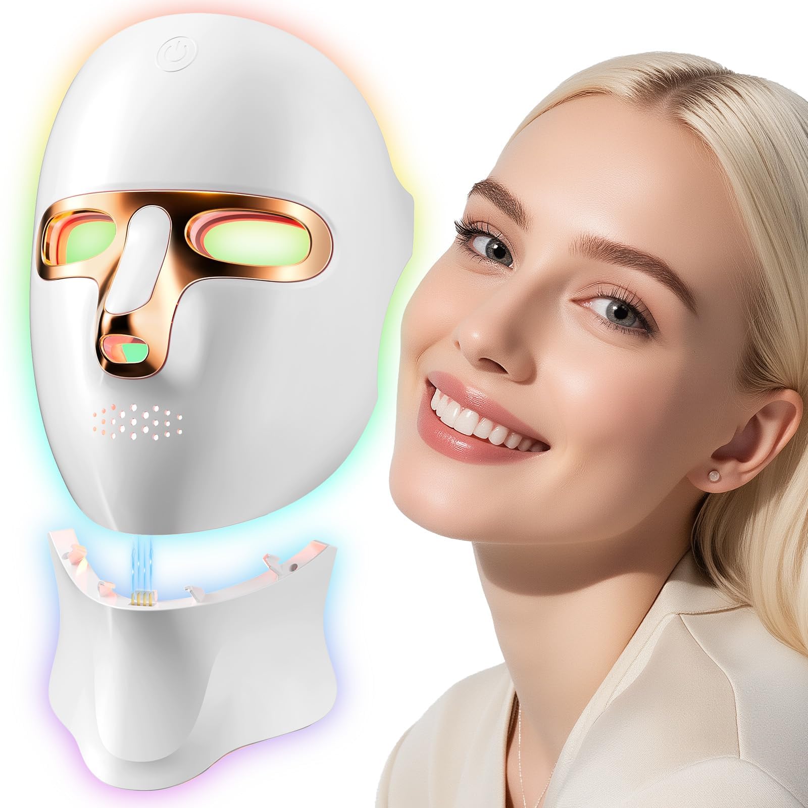 Red Light Therapy Face Mask - Cordless LED Light Therapy, USB-C Rechargeable