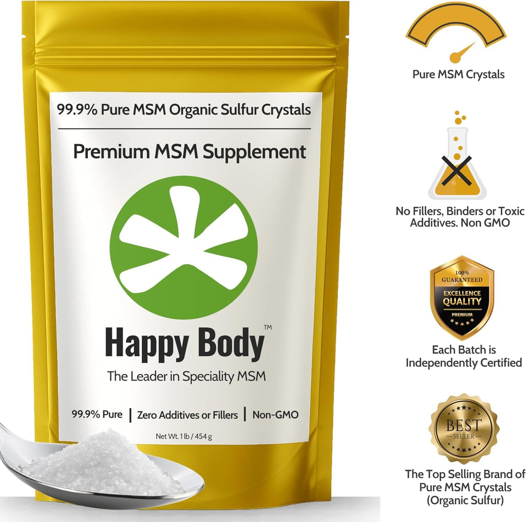 Happy Body MSM Crystals 99.9% Pure for Joints

