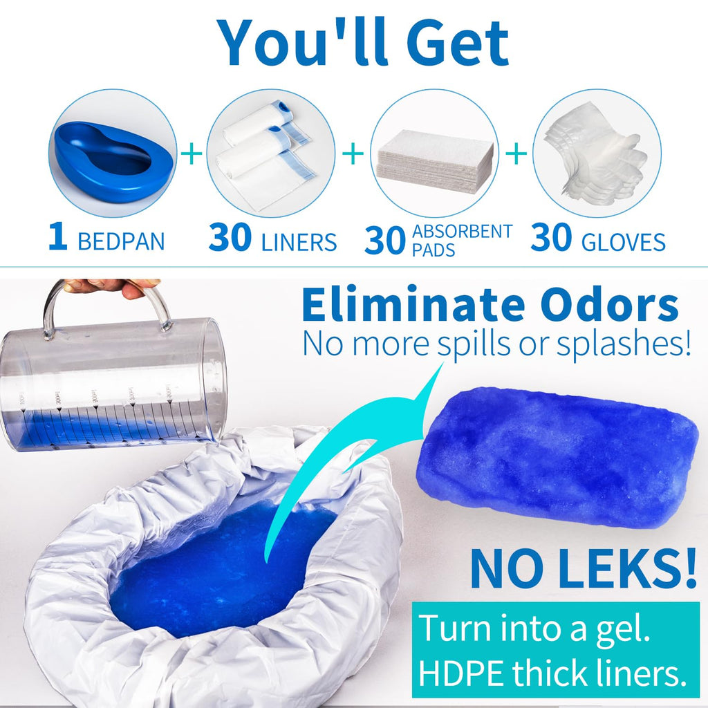 MINIVON Bedpan Set with Liners, Pads & Gloves


