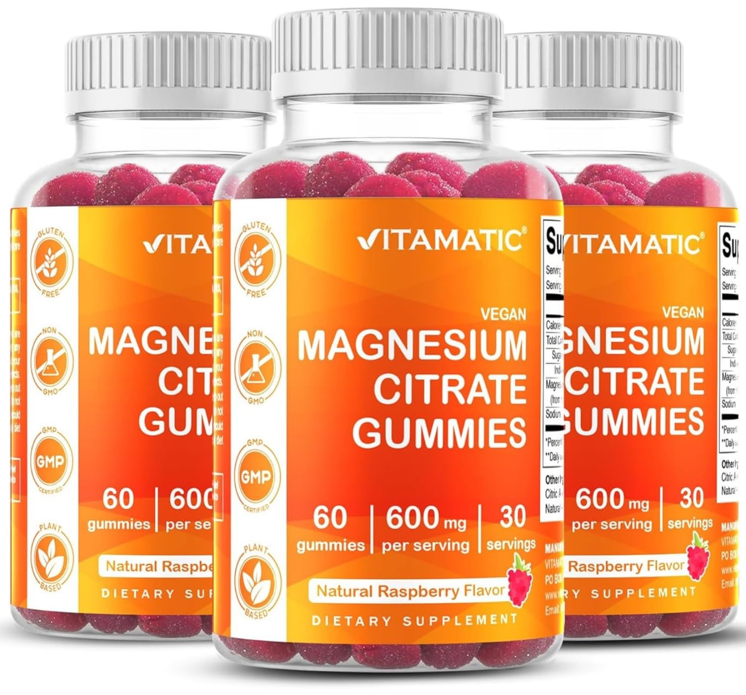 Vitamatic Magnesium Gummies 600 mg – Vegan Raspberry

