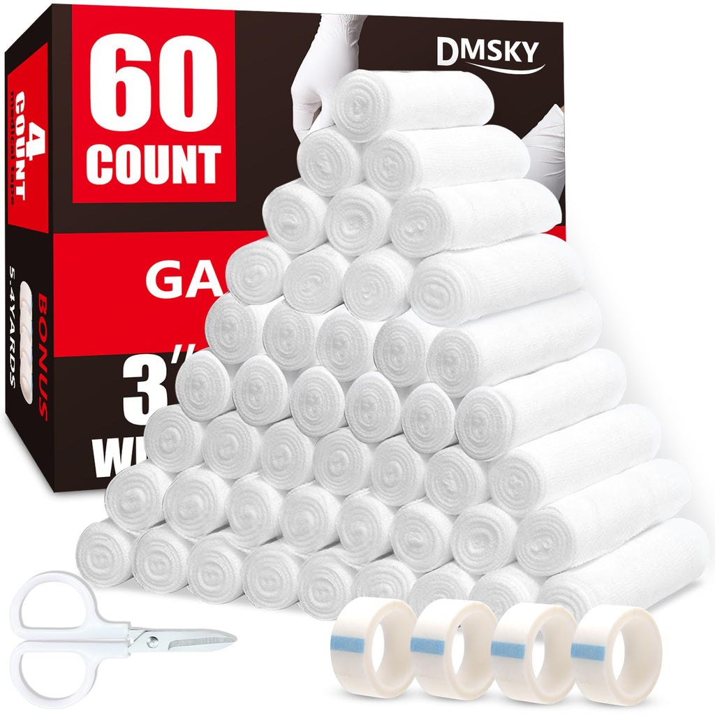 DMSKY Gauze Rolls - Individually Wrapped Non-Sterile Wound Care Bandage