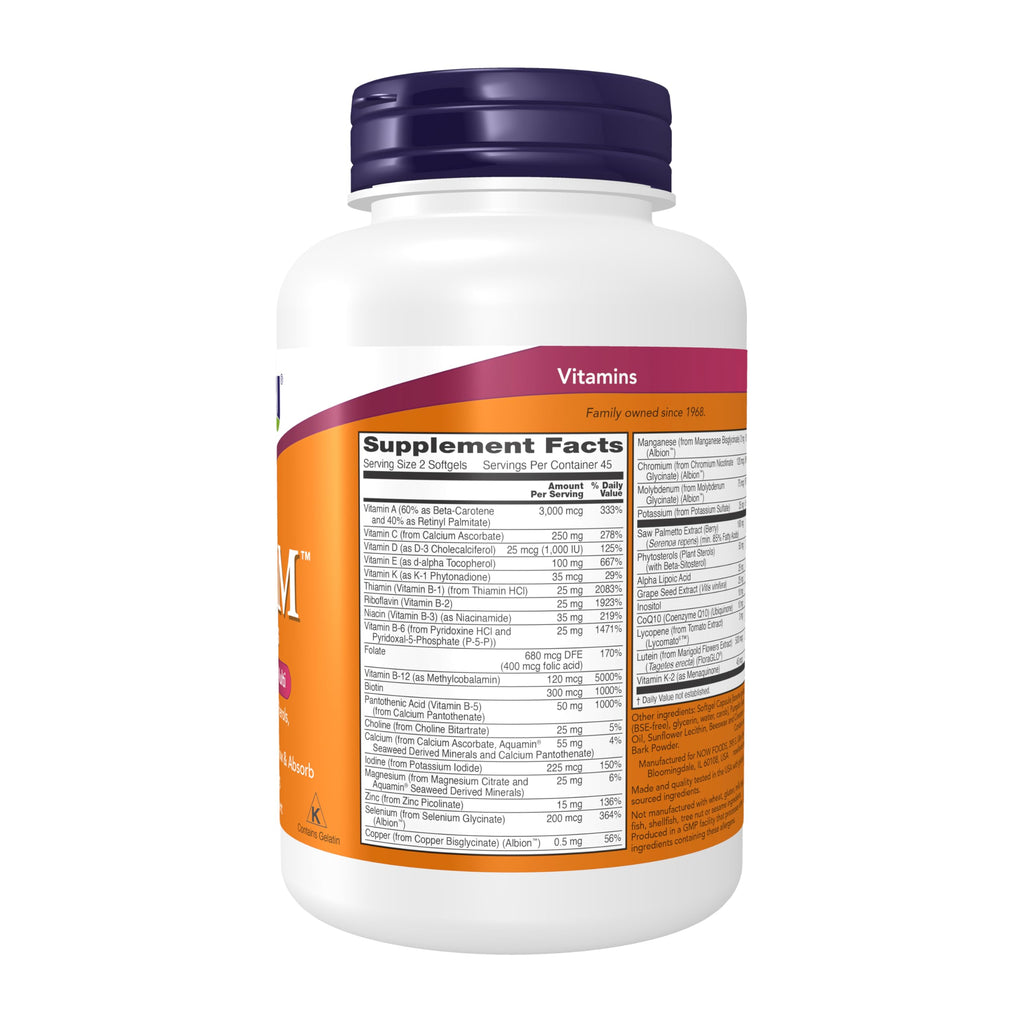 NOW ADAM Men's Multivitamin with Saw Palmetto & CoQ10

